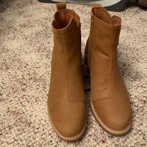TOMS tan booties.